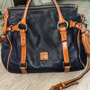 Dooney & Bourke Florentine Navy Blue Pebbled Leather Satchel Shoulder Bag Purse